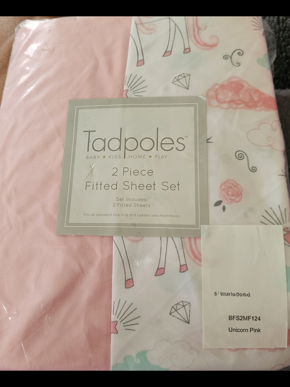 2-Piece Unicorn Pink Fitted Sheet Set